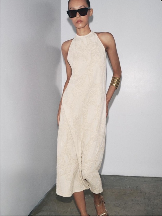 Zara Dresses & Skirts - Zara Cream Halter Midi Dress